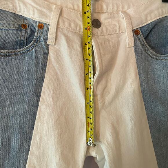 Levi's 501 Premium Taper Jeans Cotton Button Fly White Blue Women's size 28 x 26 - Picture 9 of 13